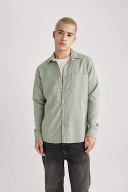 Хлопковая рубашка с длинными рукавами и воротником поло стандартного кроя - Defacto фото 8