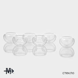Пиалы с двойными стенками Magistro Сакура, набор 6 шт.: 50 мл, стекло  фото 2