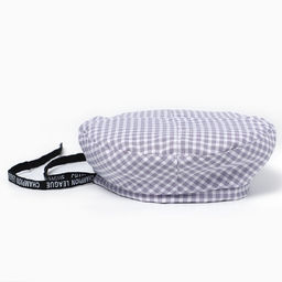 Берет в клетку, серый, р-р 56 см