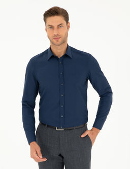 Lacivert Slim Fit Uzun Kollu G_mlek