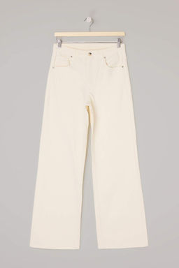 Beyaz Gabardin Basic Wide Leg/Genis Paca Pantolon TWOSS26PL00098