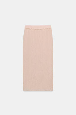 FALDA MIDI PUNTO EFECTO ARRUGADO / rosa claro - Zara фото 8