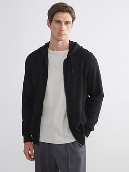 Kap??onlu Basic Erkek Fermuarl? Sweatshirt