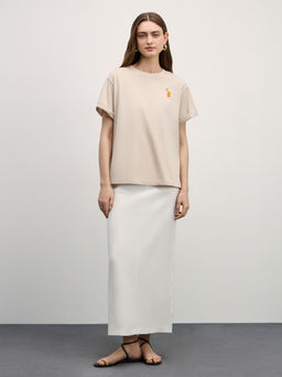 Хлопковая футболка оверсайз с принтом / Zarina фото 2