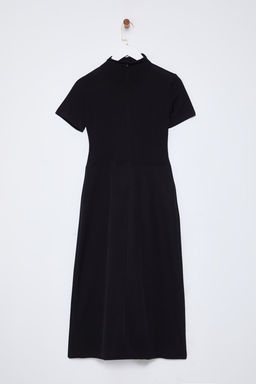 TRENDYOLMILLA Siyah Vucuda Oturan Orme Kumas Mixli Midi Dokuma Elbise TWOSS25EL00136  фото 9