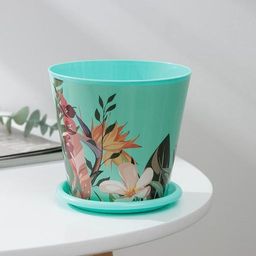 Цена за 2 шт. Горшок для цветов Доляна «Тропический лес», 800 мл, цвет зелёный