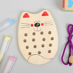 Шнуровка «Кот», деревянная, МИКС