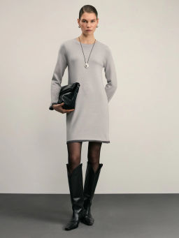 Вязаное платье мини с контрастными окантовками / Zarina  фото 2