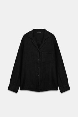CAMISA LINO 100% BOLSILLO ZW COLLECTION / Negro - Zara фото 6