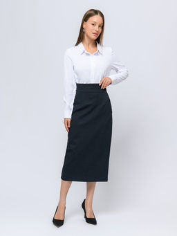 Юбка темно-синего цвета длины миди