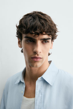 CAMISA REGULAR FIT ALGOD?N - SEDA / Celeste - Zara фото 5