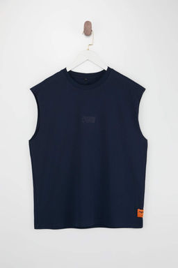 TRENDYOL MAN Siyah Oversize/Genis Kesim Kabar?k Yaz? Bask?l? Etiketli T-Shirt/Atlet TMNSS24AL00005 - Trendyolmilla фото 30