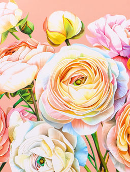 Цена за 2 шт. Пакет подарочный ламинированный вертикальный Цветочная роспись, 18?22.3?10 см