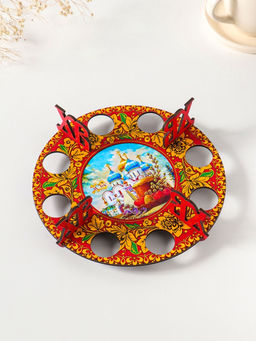 Подставка для 8 яиц Хохлома, под кулич, d=20 см