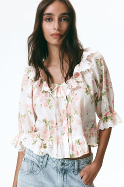 Blusa de algod?n con bordado ingl?s - H&m фото 4
