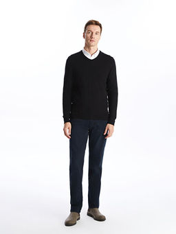 V Yaka Uzun Kollu Erkek Triko Kazak