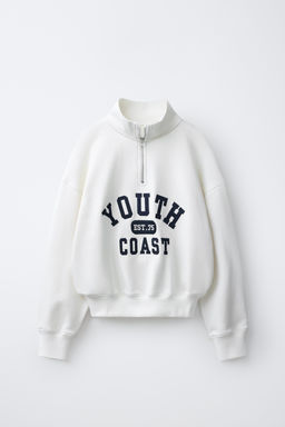 SUDADERA JOGGING TEXTO / Blanco - Zara фото 2