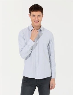Gri Slim Fit Oxford G_mlek
