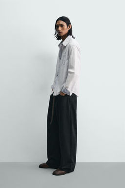 CAMISA RELAXED FIT LAVADA RAYAS / Azul - Zara фото 4