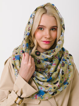 Большой, мягкий, тонкий и очень нежный двусторонний палантин с рисунком в стиле арт-деко - Tantino фото 8