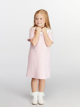 Bebe Yaka Ekose K?z ?ocuk Elbise