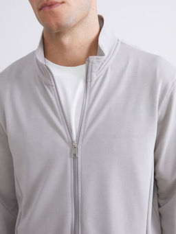 Rahat Kal?p Dik Yaka Erkek Fermuarl? Sweatshirt