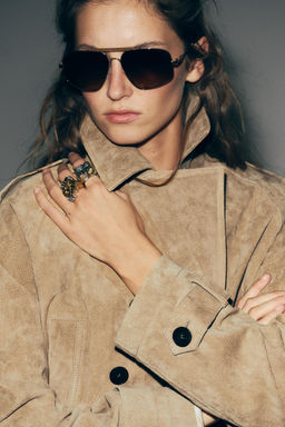 100% LEATHER SHORT TRENCH COAT