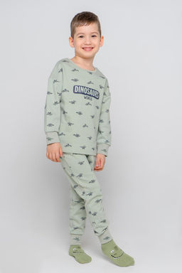К 1581/24/темно-оливковый,маленькие динозавры пижама дет