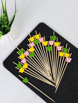 Шпажки бамбуковые 50 штук с декором / H50-1 /уп 500/ микс - ГалеонТрейд фото 4