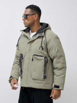 Куртка молодежная мужская зимняя с капюшоном серого цвета 25313_1Sr