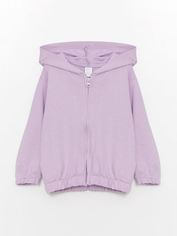 Kap??onlu Uzun Kollu K?z Bebek Fermuarl? Sweatshirt