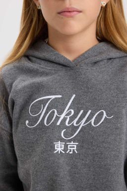 Толстовка с короткими рукавами из ткани селаник обычного кроя с капюшоном и принтом с надписью - Defacto фото 5