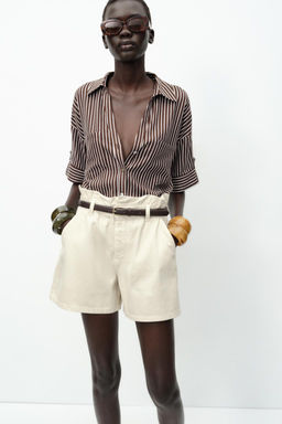 CROPPED LINEN BLEND SHIRT - Zara фото 34
