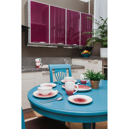 Тарелка Доляна Космос, d=18.5 см, фарфор, белая, красная