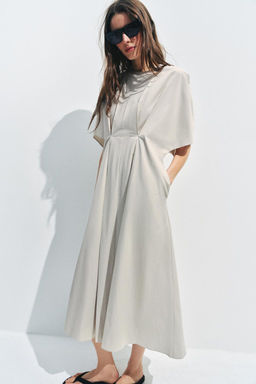 VESTIDO POPEL?N PLIEGUES ZW COLLECTION / Gris claro - Zara фото 7