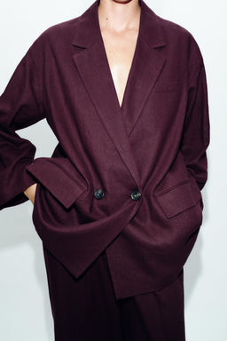 BLAZER CRUZADA CON LINO / Berenjena - Zara фото 4