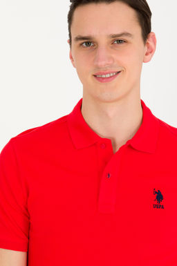 Мужская красная базовая футболка с воротником поло - U.s. polo assn фото 2