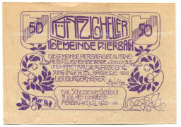 Банкнота 50 геллеров 1920 года Австрия Пирбах (нотгельд)