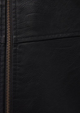 Dik Yaka Siyah Suni Deri Ceket - Mavi фото 7