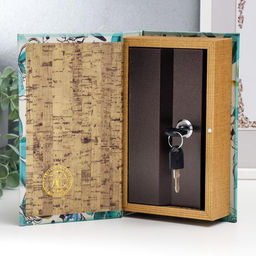 Шкатулка книга - сейф Голубые птички и зелёные цветы, дерево, искусственная кожа, 21?13?5 см