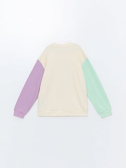 Bisiklet Yaka Bask?l? Uzun Kollu K?z ?ocuk Sweatshirt - Waikiki фото 3