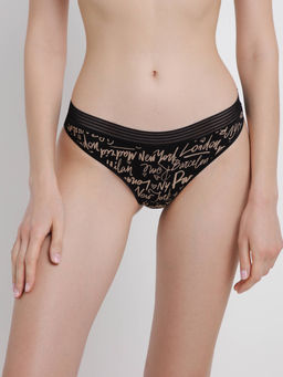 CONTE Poetic LBR 1535 Трусы бразилиана из хлопка с ажурной тесьмой black-coffee