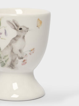Подставка для яйца, 7 см, керамика, белая, Кролик с цветами, Flower Rabbit - Anna lafarg фото 3