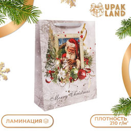 Пакет подарочный новогодний ламинированный Санта, 31?40?11.5 см