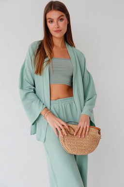 9363 Костюм из кимоно и брюк-палаццо в цвете мята - Martichelli фото 13