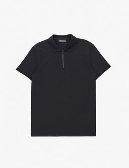 Siyah Slim Fit %100 Pamuk K_vr_lmaz Polo Yaka Basic Ti__rt