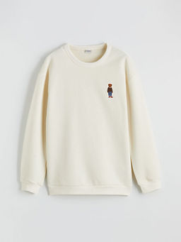 Bisiklet Yaka Nak??l? Erkek ?ocuk Kal?n Sweatshirt