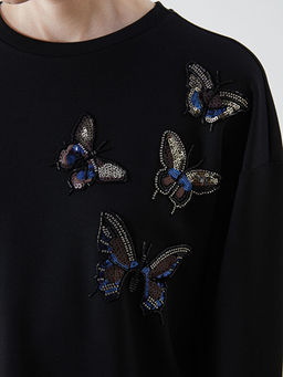 Bisiklet Yaka Kelebek ??lemeli Kad?n Tunik