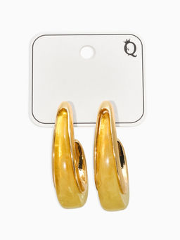 Серьги акрил «Петля», жёлтые в золоте