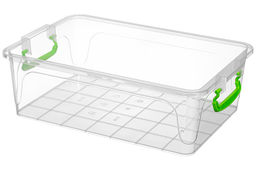 Контейнер 10 л 40,5*28*13,5 см "Фреш бокс" с зелеными ручками, прозрачный (модель 243)